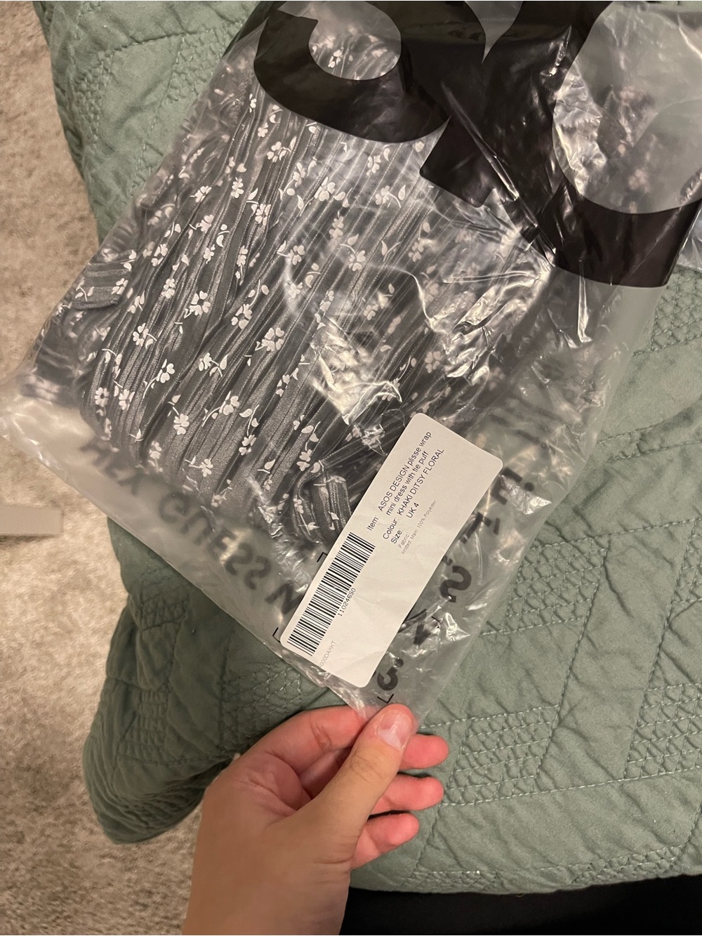 ASOS Black Mini Dress with White Floral Print